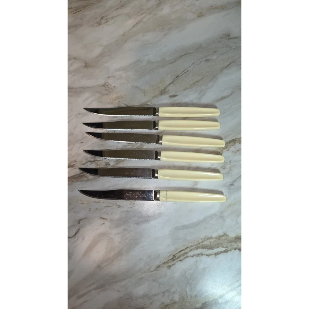 2 Sets Of 6 Warwick Stainless Sheffield English Blades Brown & Cream. 12 Total